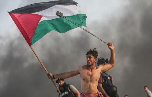 The image was snapped at a protest against Israel's blockade of Gaza on October 22 